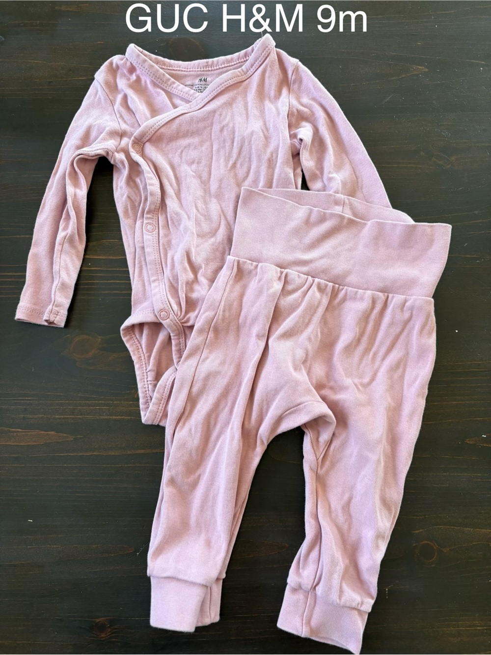 H&M Soft Mauve Baby Wrap Bodysuit & Pants Set